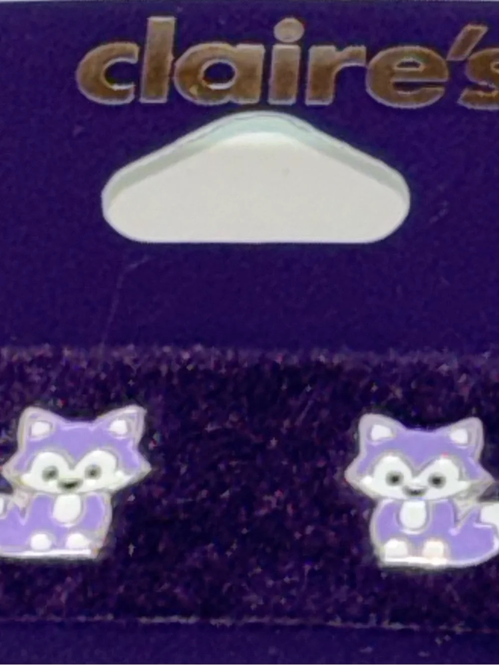 CLAIRE’S Earrings Studs Sterling Silver Purple Fox